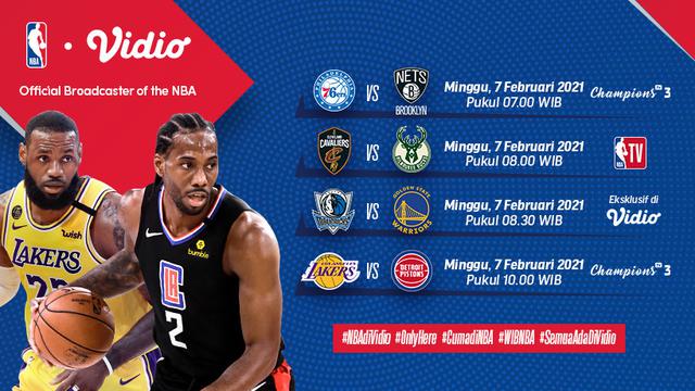 Jadwal NBA 2021 pekan ketujuh di Vidio