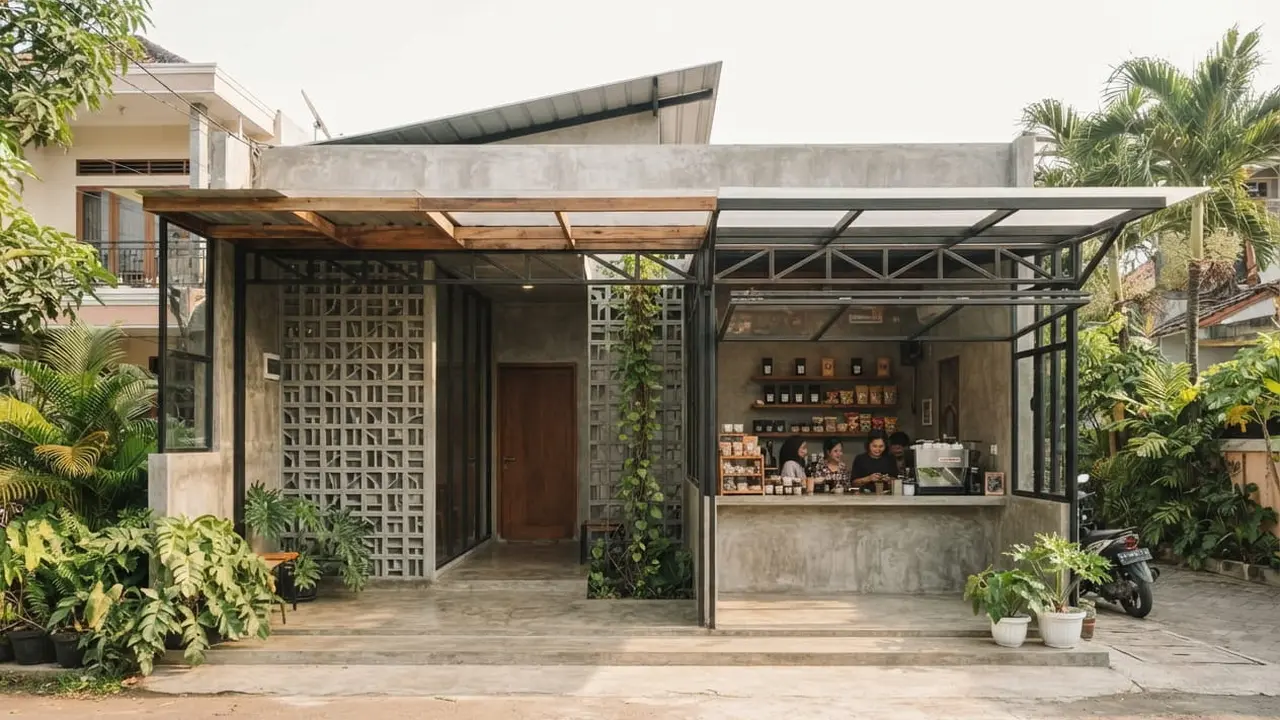 desain rumah plus warung