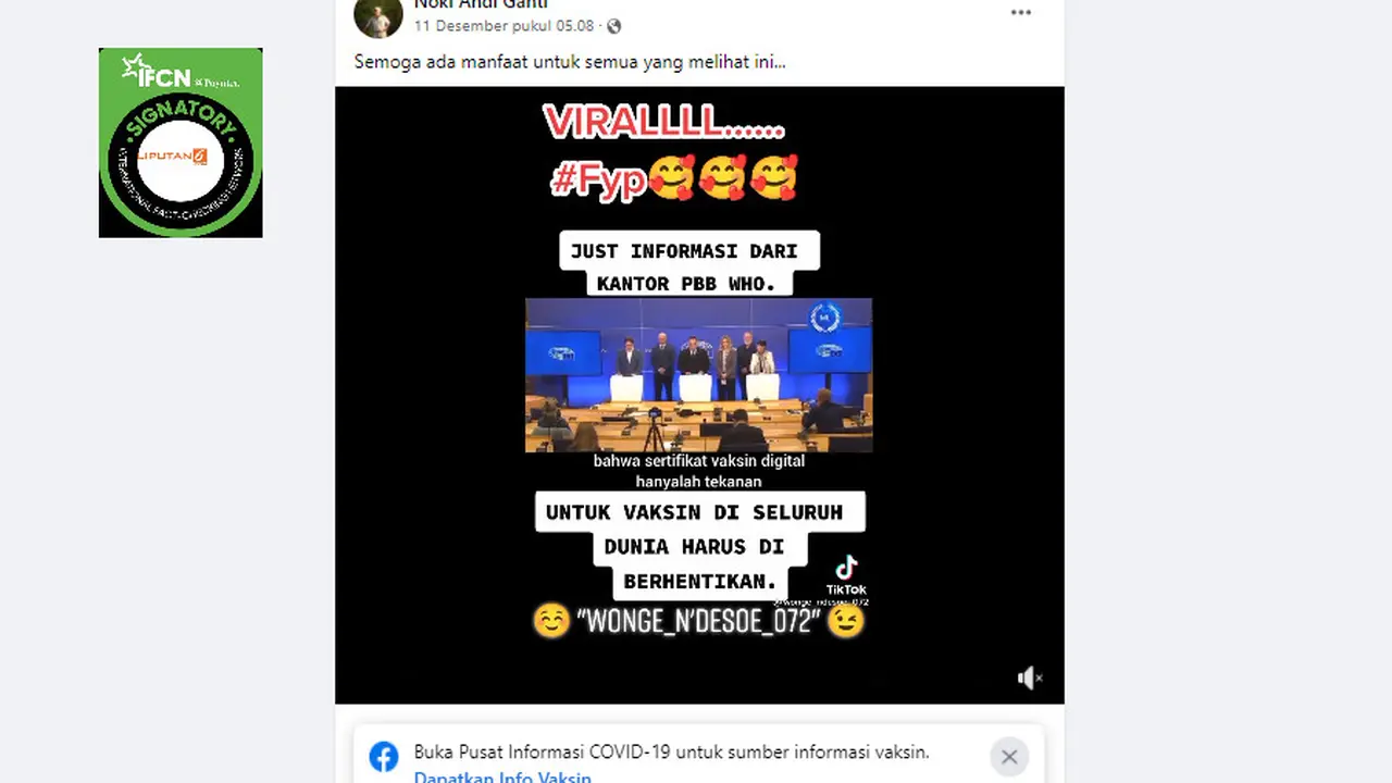 Cek fakta klaim video dari Kantor PBB dan WHO tentang penghentian vaksin di seluruh dunia