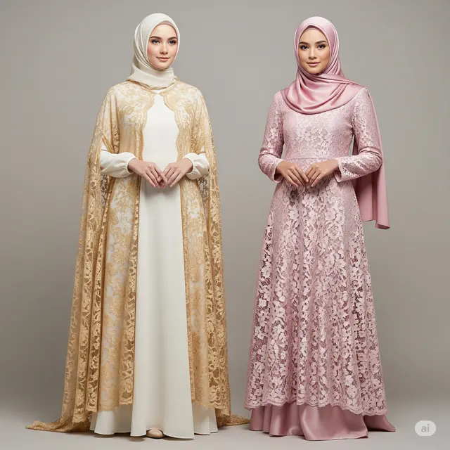 Tren Long Dress Brokat Muslim Terkini.