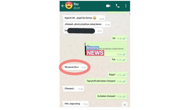 â Chat kocak emak (Sumber: Twitter/  @yeollwoo_)