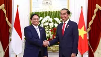 Presiden Joko Widodo atau Jokowi melakukan pertemuan bilateral dengan Perdana Menteri Vietnam Pham Minh Chinh di Istana Merdeka, Jakarta, pada Senin, 4 September 2023. (Foto: Biro Pers Sekretariat Presiden)