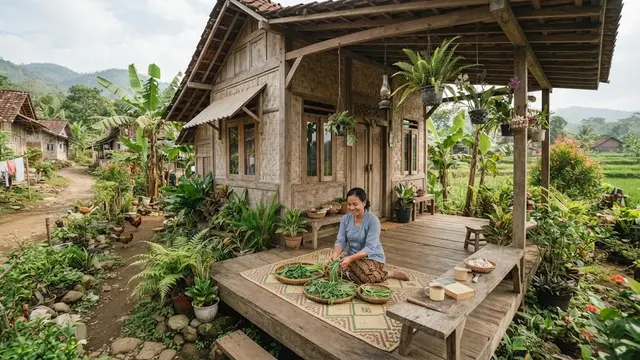 Inspirasi rumah mungil dengan teras teduh di desa dan cocok untuk slow living model teras untuk kegiatan harian