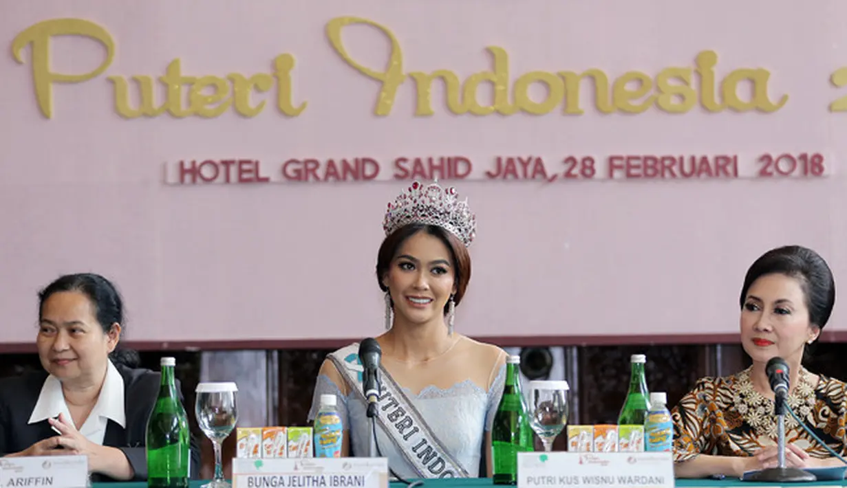Yayasan Puteri Indonesia menggelar Konferensi pers Puteri Indonesia 2018 di Hotel Grand Sahid, Jakarta, Rabu (28/2/2018). (Deki Prayoga/Bintang.com)