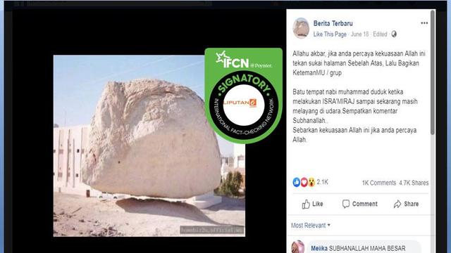 [Cek Fakta] Sebuah Batu Besar Bisa Melayang di Arab Saudi, Benarkah?