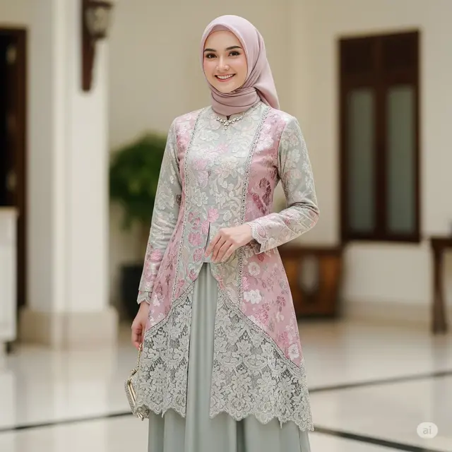 Gamis Brokat + Renda Tempel Simpel