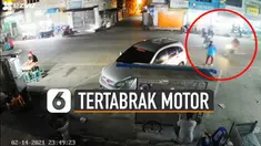 Video seorang pria tertabrak motor saat menyeberang jalan viral di media sosial.