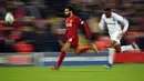 Pencetak gol terbanyak Liverpool di Liga Champions ditempati Mohamed Salah. Penyerang Mesir itu memang dikenal sebagai pemain yang cukup produktif. (Foto: AFP/Oli Scarff)