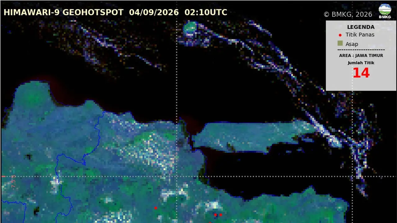 Badan Meteorologi, Klimatologi, dan Geofisika (BMKG) mendeteksi tujuh titik panas (hotspot) di tiga kecamatan di Kabupaten Banyuwangi hingga Jumat (4/9/2026) pukul 09.00 WIB.