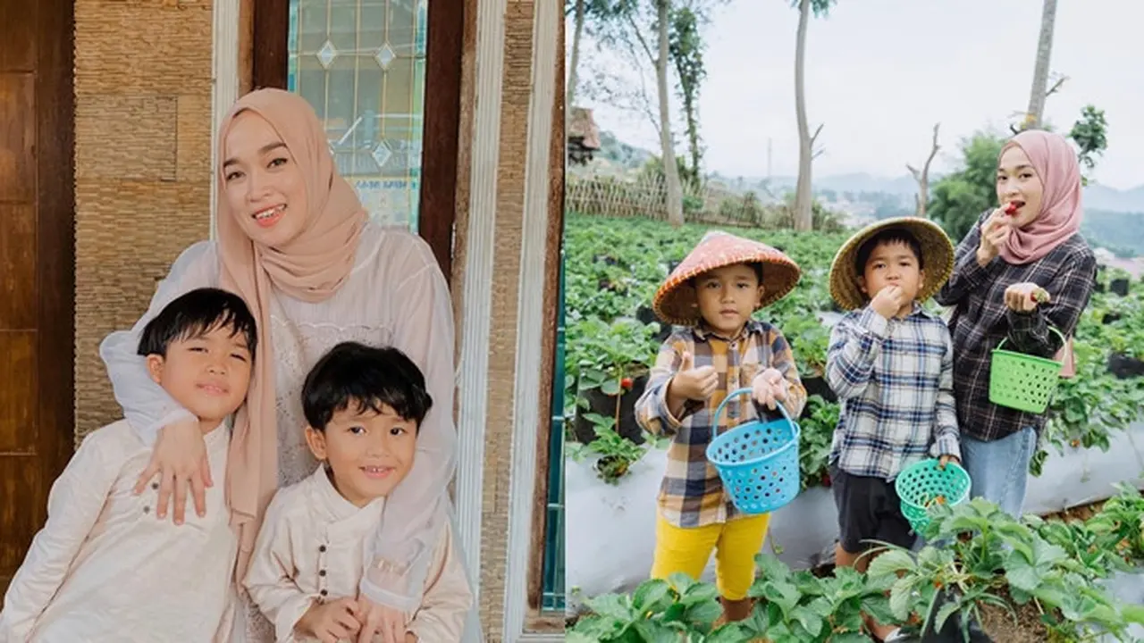 6 Momen Kompak Ririe Fairus saat Asuh Anak, Pakai Baju Senada