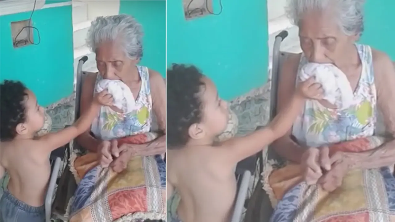 Video Bocah yang Menyuapi Nenek Difabel Bikin Haru Netizen