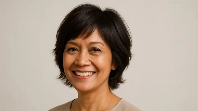 Potongan Shaggy Layer Pendek untuk Ibu-Ibu Usia 50 Tahunan/Ilustrasi Gambar AI