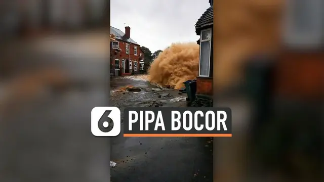 Pipa air mengalami kebocoran di salah satu jalan di Inggris. Akibatnya, air menyembur deras yang membuat jalanan banjir. Arus lalu lintas di sekitar lokasi juga ikut terganggu.