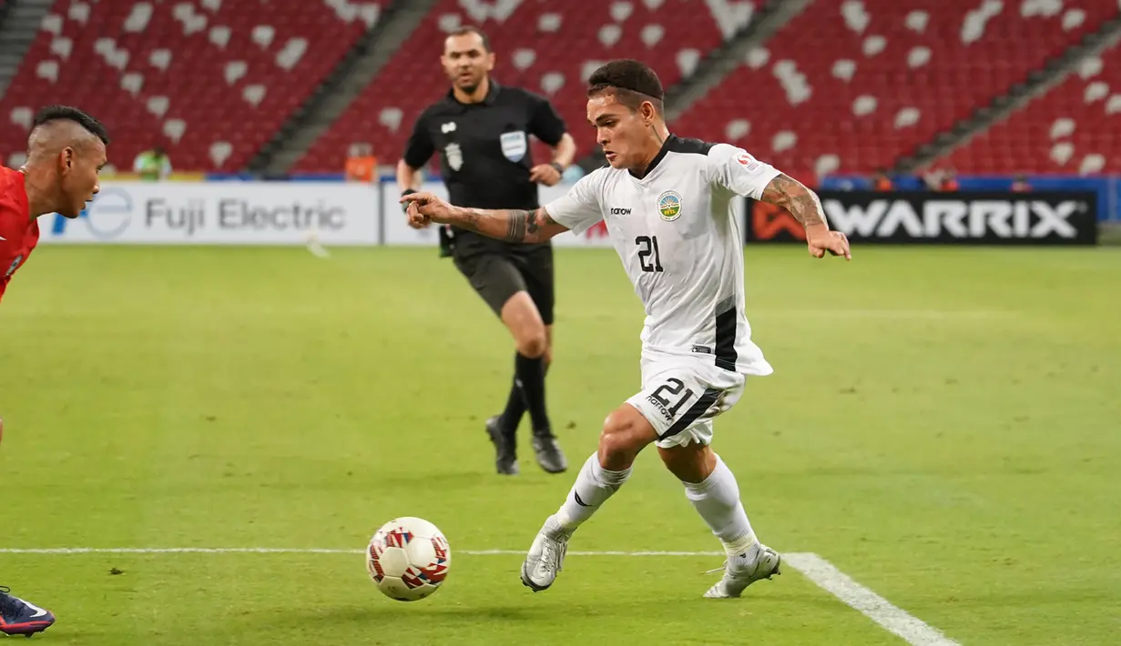 Paulo Gali. Sayap kanan Timnas Timor Leste berusia 17 tahun yang memperkuat Lalenok United ini tampil dalam 4 laga di Piala AFF 2020. Meski gugur di fase grup, permainan kreatifnya dan tak kenal lelah sempat merepotkan Thailand, yang akhirnya hanya menang 2-0 atas Timor Leste. (affsuzukicup.com)