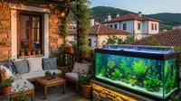 Model Teras Rumah dengan Akuarium (AI)