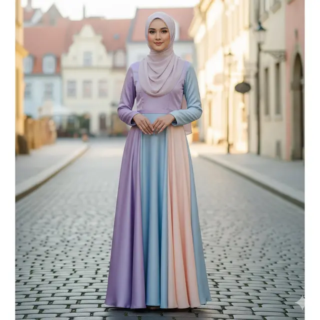 Long Dress Satin Pastel A-Line
