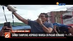 Sandiaga uno menampung aspirasi masyarakat dengan sambangi pedagang di Pasar Sakumpal Bonang, Sumatra Utara.