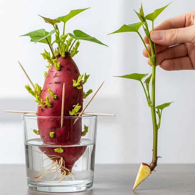 Cara Membuat Kebun Ubi Gantung agar Panen Banyak di Lahan Sempit (Image by Gemini AI)