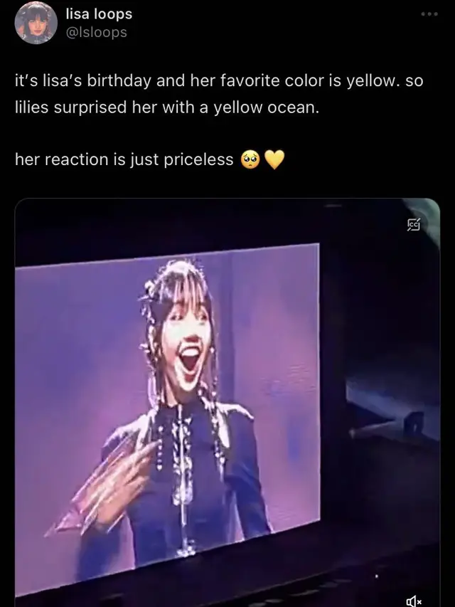 Ekspresi Lisa Blackpink ketika melihat lautan lightstick berwarna kuning