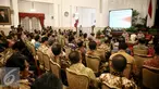 Suasana pada acara penandatanganan MoU kementerian dan institusi penegak hukum, Jakarta (28/1). MoU tersebut mengenai pengembangan sistem database penanganan perkara tindak pidana secara terpadu berbasis teknologi informasi. (Liputan6.com/Faizal Fanani)