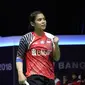 Gregoria Mariska Tunjung selalu menyumbang poin untuk Indonesia pada penyisihan Grup D Piala Uber 2018 di Impact Arena, Bangkok, Thailand. (Humas PP PBSI)