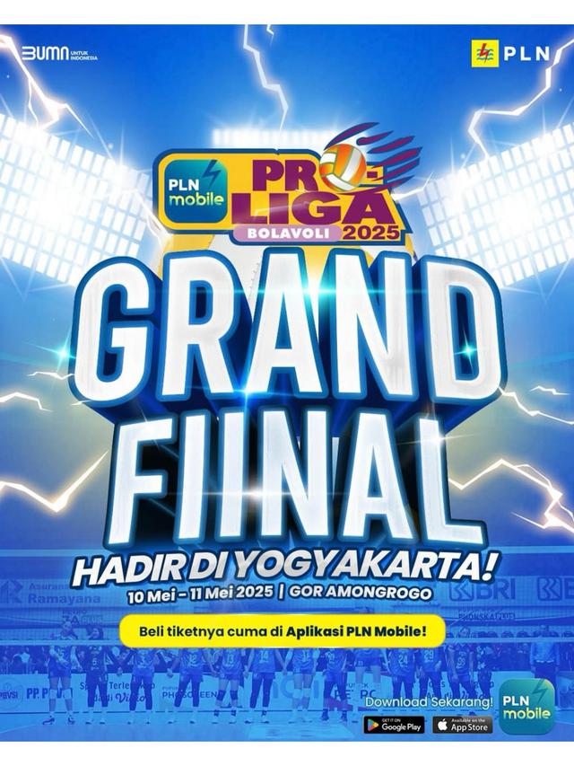 Grand Final PLN Mobile Proliga 2025 di GOR Amongrogo, Yogyakarta.