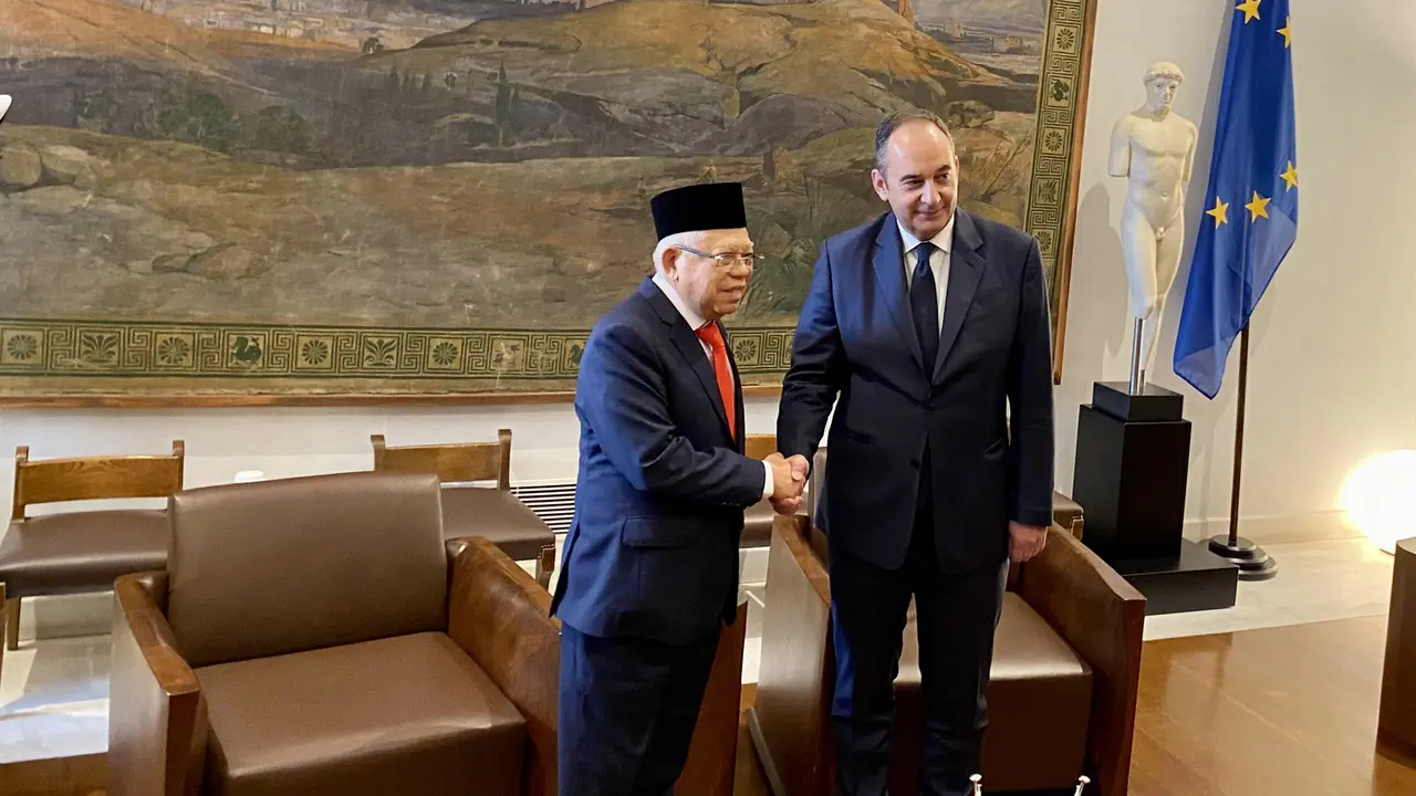 Wapres Ma'ruf Amin Gelar Pertemuan dengan Pemimpin Parlemen Yunani di Athena