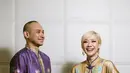 Bunga Citra Lestari kenakan setelan tunik bergaya cheongsam dan celana Batik satin ungu dan kuning [@itsmebcl]