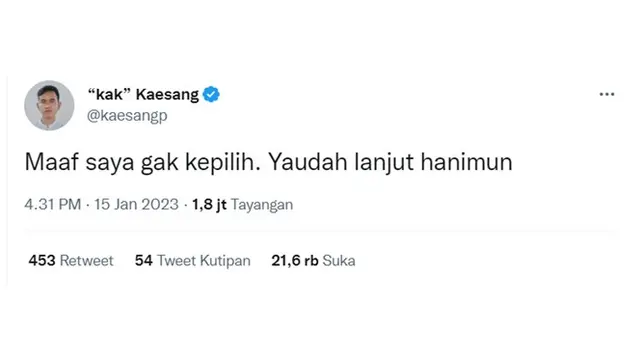 6 Cuitan Kaesang Pangarep Usai 'Menghilang' dari Twitter, Netizen Kangen Meme