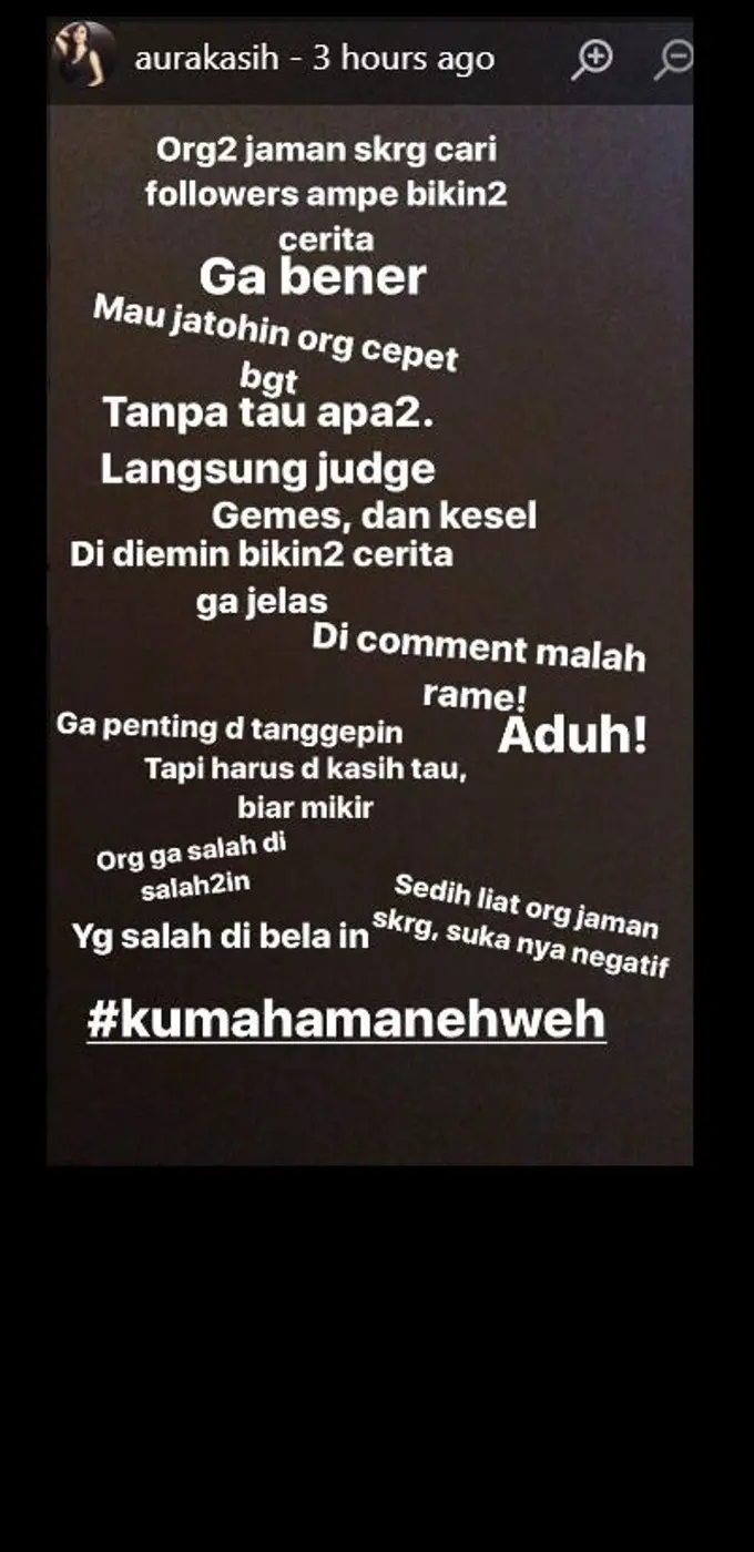 Aura Kasih marah-marah di Instagram Story. [foto: instagram/aurakasih]