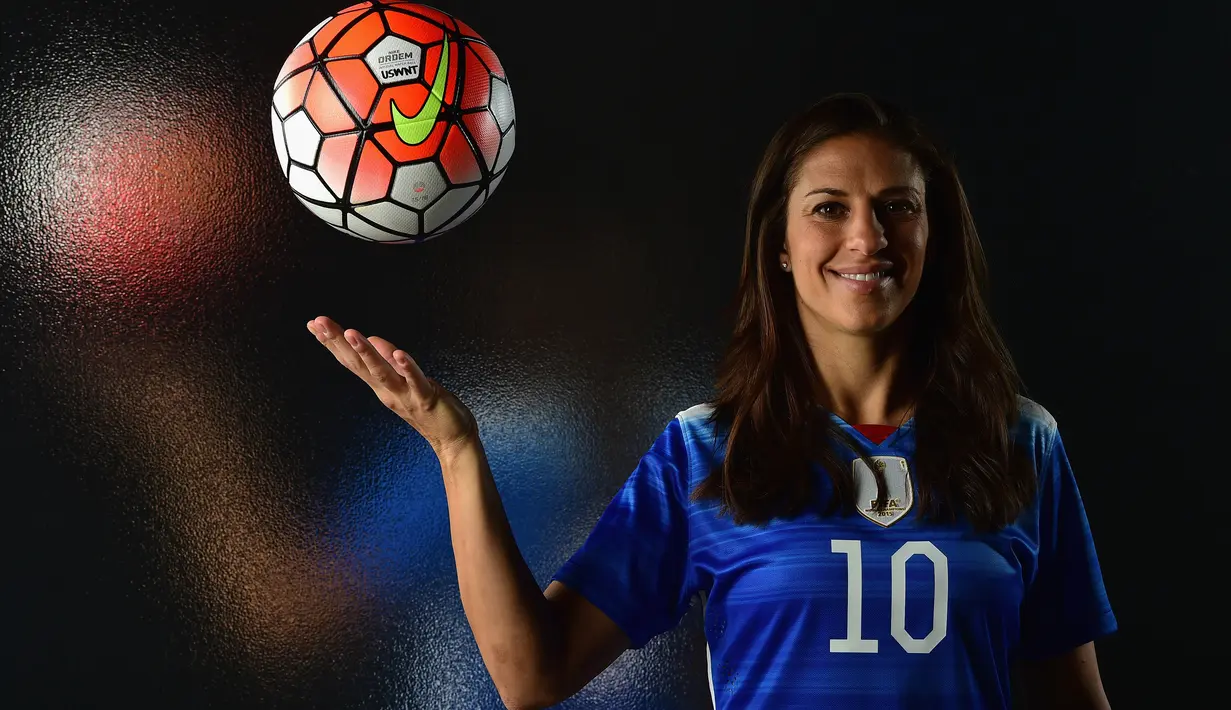 Carli Lloyd menjadi pemain pertama yang mencetak hattrick di final Piala Dunia Wanita setelah melakukannya di final Piala Dunia Wanita 2015. (Getty Images/AFP/Harry How)