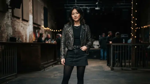 Atasan Hitam dan Rok Mini untuk Tampilan Edgy