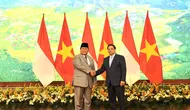 Menteri Pertahanan RI Prabowo Subianto menutup kunjungan kerjanya di Hanoi dengan menemui Perdana Menteri Vietnam H.E. Pham Minh Chinh, Vietnam, Sabtu (14/9/2024) (dok. Gerindra)