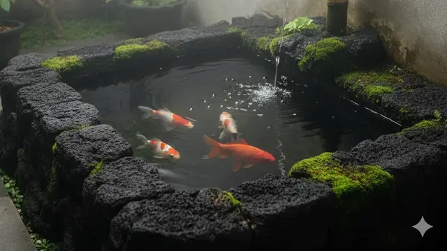 Model Kolam Ikan Minimalis Batu Alam Bikin Rumah Adem dan Estetik. AI
