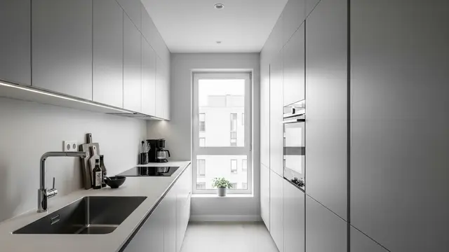 Desain Tempat Cuci Piring dan Kompor untuk Dapur Sempit Minimalis/ Ilustrasi AI