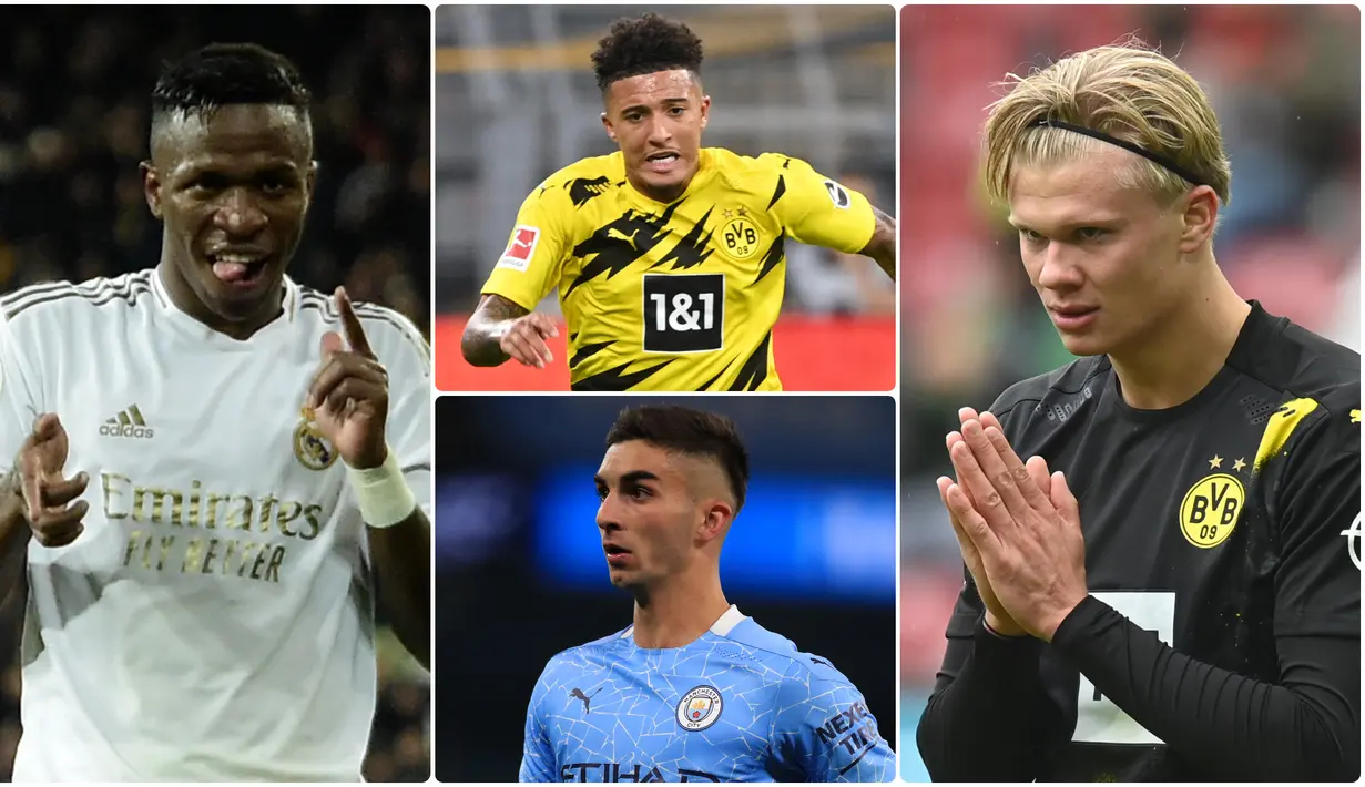 Pemain-pemain muda terbaik se-Eropa akan bersaing dalam penghargaan Golden Boy 2020. Erling Haaland, Jadon Sancho, Ansu Fati dan Alphonso Davies masuk daftar calon peraih Golden Boy 2020. Berikut 20 kandidat Golden Boy 2020 bagian 2. (kolase foto AFP)