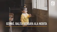 Kamu penggemar serial kartun Doraemon? Intip gaya menggemaskan  Balita ini yang berdandan seperti Nobita.