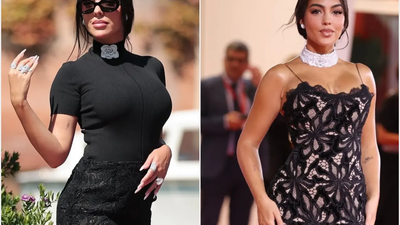 Gaya Georgina Rodriguez Pamer Cincin Tunangannya dengan Gaun Serba Hitam di Venice International Film Festival 2025