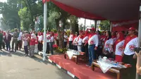 Gubernur DKI Jakarta Djarot Saiful Hidayat menyambut Parade RPTRA. (Liputan6.com/Ahmad Romadoni)