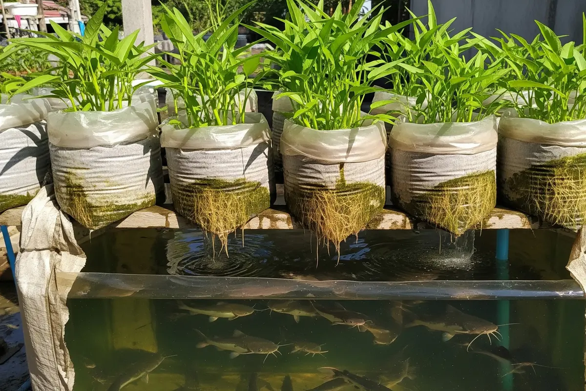 Lele dan Kangkung Panen Bersamaan dari Satu Karung Bekas