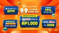 Jangan Lewatkan Promo ShopeeFood 9.9, Ada Diskon hingga 99% dan Flash Sale Rp99