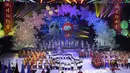 Suasana peluncuran Maskot Olimpiade Musim Dingin Beijing 2022 Bing Dwen Dwen dan maskot Paralimpik “Shuey Rhon Rhon” di Arena Hoki Es Shougang (17/9/2019). (AP Photo/Ng Han Guan)