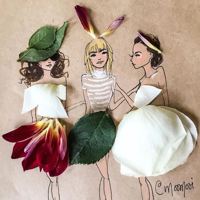 Manfaatkan Dedaunan, 6 Karya Ilustrasi Gambar Perempuan Ini Estetik