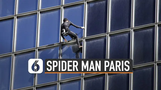 Alain Robert alias spider man Paris beraksi kembali. Ia memanjat Ariane Tower di distrik bisnis La Defense, Rabu (13/11/19).
