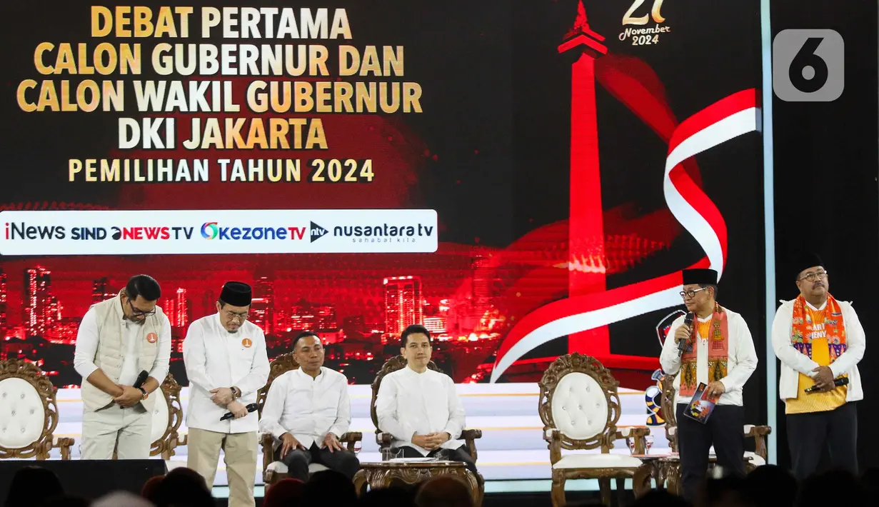 Segmen keempat dan kelima adalah tanya jawab antar-paslon. Lalu, segmen terakhir atau keenam adalah pernyataan penutup. (Liputan6.com/Herman Zakharia)