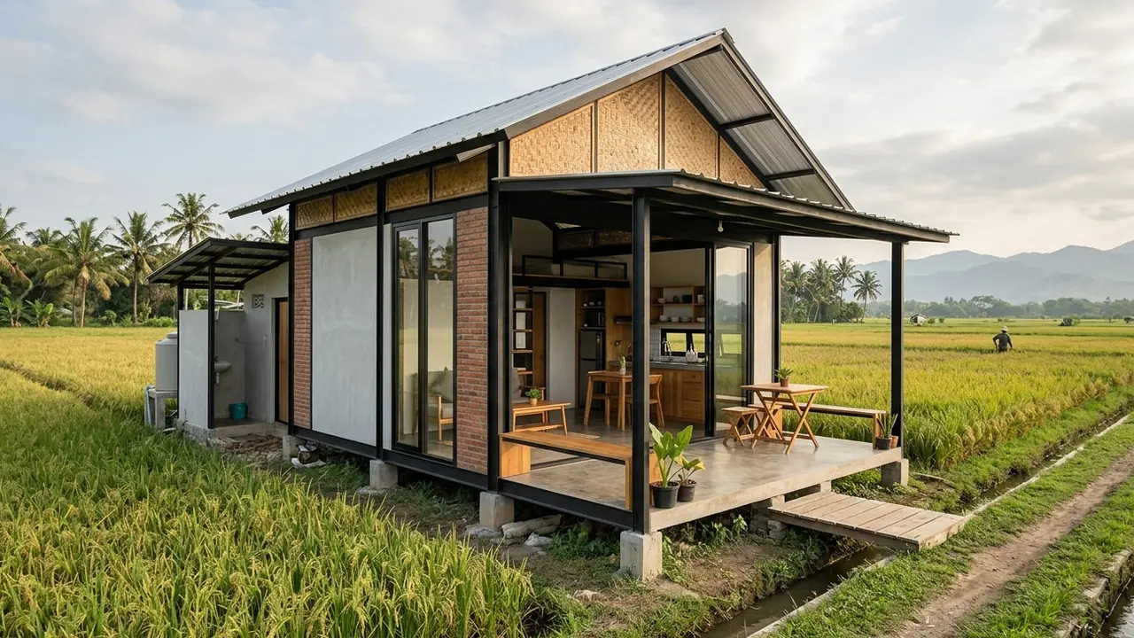 Rumah Sederhana Rp80 Juta di Pinggir Sawah (Gemini AI)