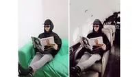 Byron Denton, foto sebelum dan sesudah editan di jet pribadi (Sumber: Instagram-@tbhbyron)