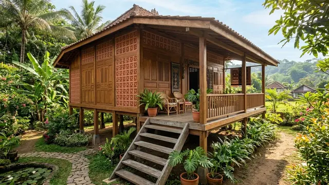 Kombinasi Roster dan Kayu untuk Rumah Desa yang Estetik dan Nyaman