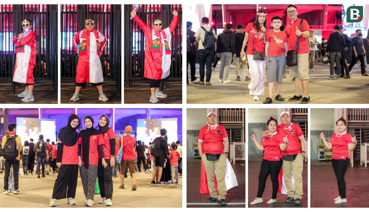 Nonton bareng laga Timnas Indonesia U-23 melawan Uzbekistan saat Piala Asia U-23 2024, Senin (29/04/2024) dihadiri penonton dari berbagai kalangan. Tak sendirian, mereka datang membawa partner baik itu rekan, kekasih, hingga anggota keluarganya. (Bola.com/Bagaskara Lazuardi)