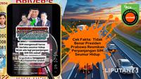 Penelusuran  klaim Presiden Prabowo resmikan perpanjangan SIM sekali seumur hidup.
